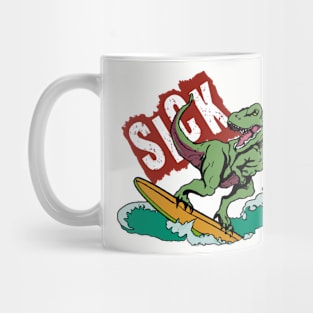 Sick T-rex surfing Mug